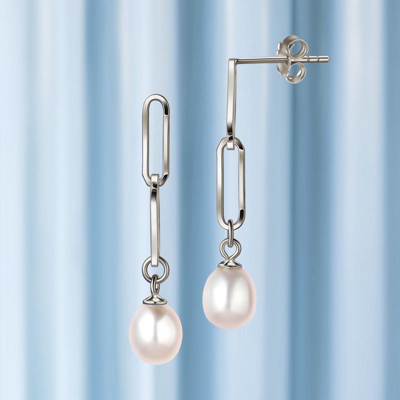 Pearly Paperclip Earrings (sterling silver)